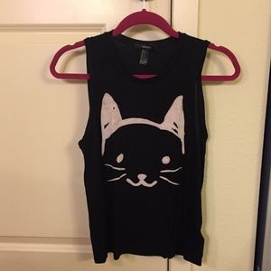 Forever 21 Black Kitty Cat Tank Top NWOT